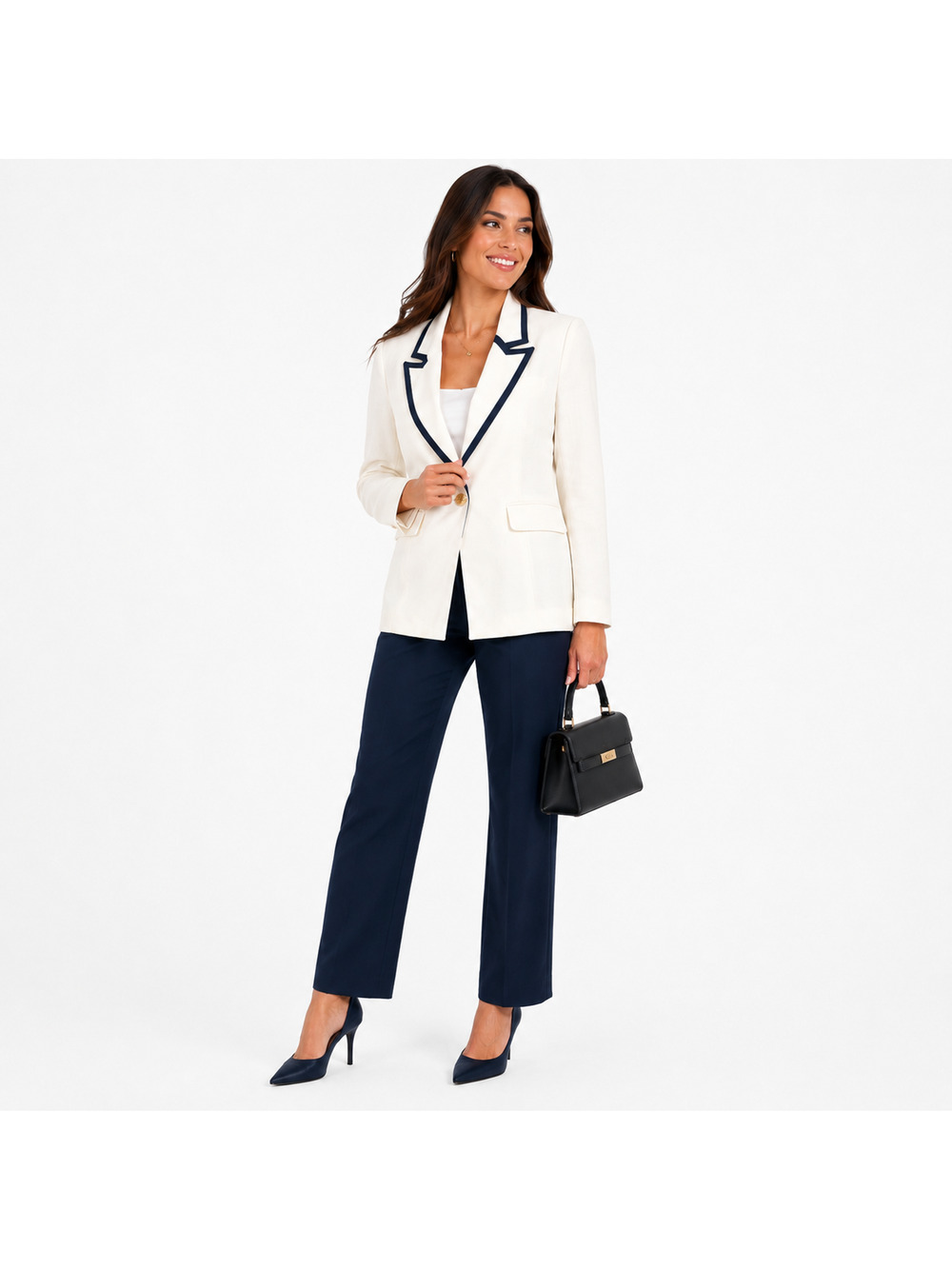 $169 NWT Court & Rowe Blazer Womens 10 Ecru Linen Blend Jacket Office Career
